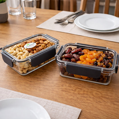 Wukusy airtight sealed food storage container set with two 350ml containers, clear plastic with secure lids for freshness.