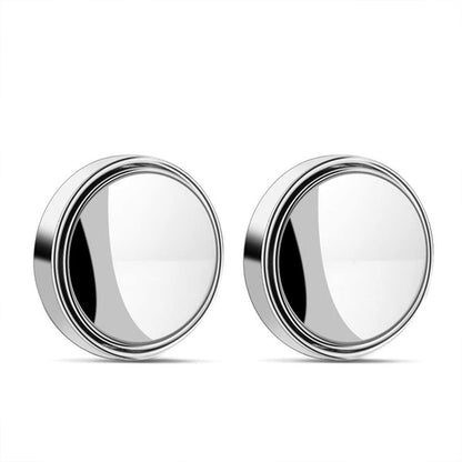 Set of two Wukusy round HD glass car blind spot side mirrors showing reflective surfaces for improved visibility.