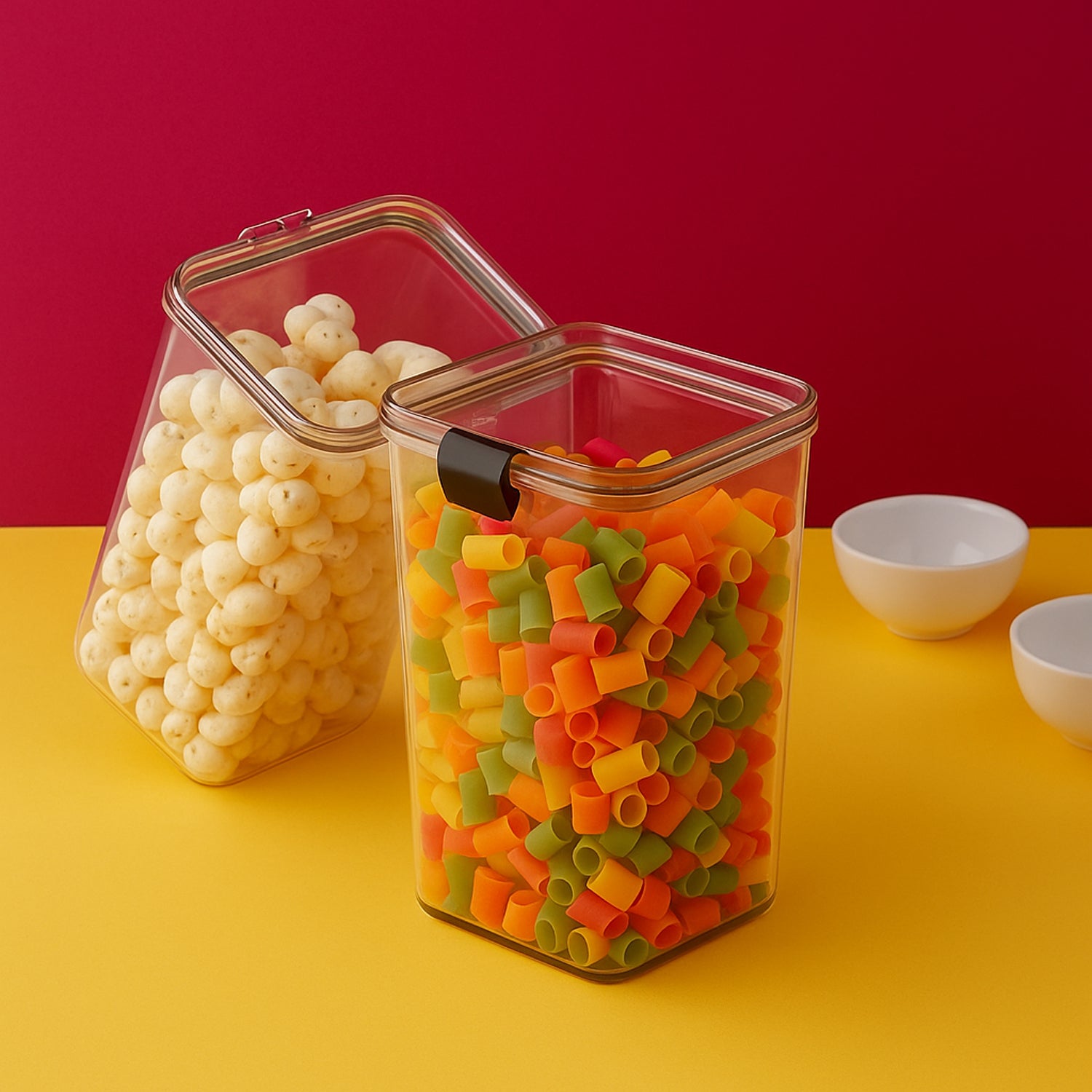 Wukusy 1700ml airtight plastic storage container for kitchen organization, with secure locking lid and clear body for easy content visibility.