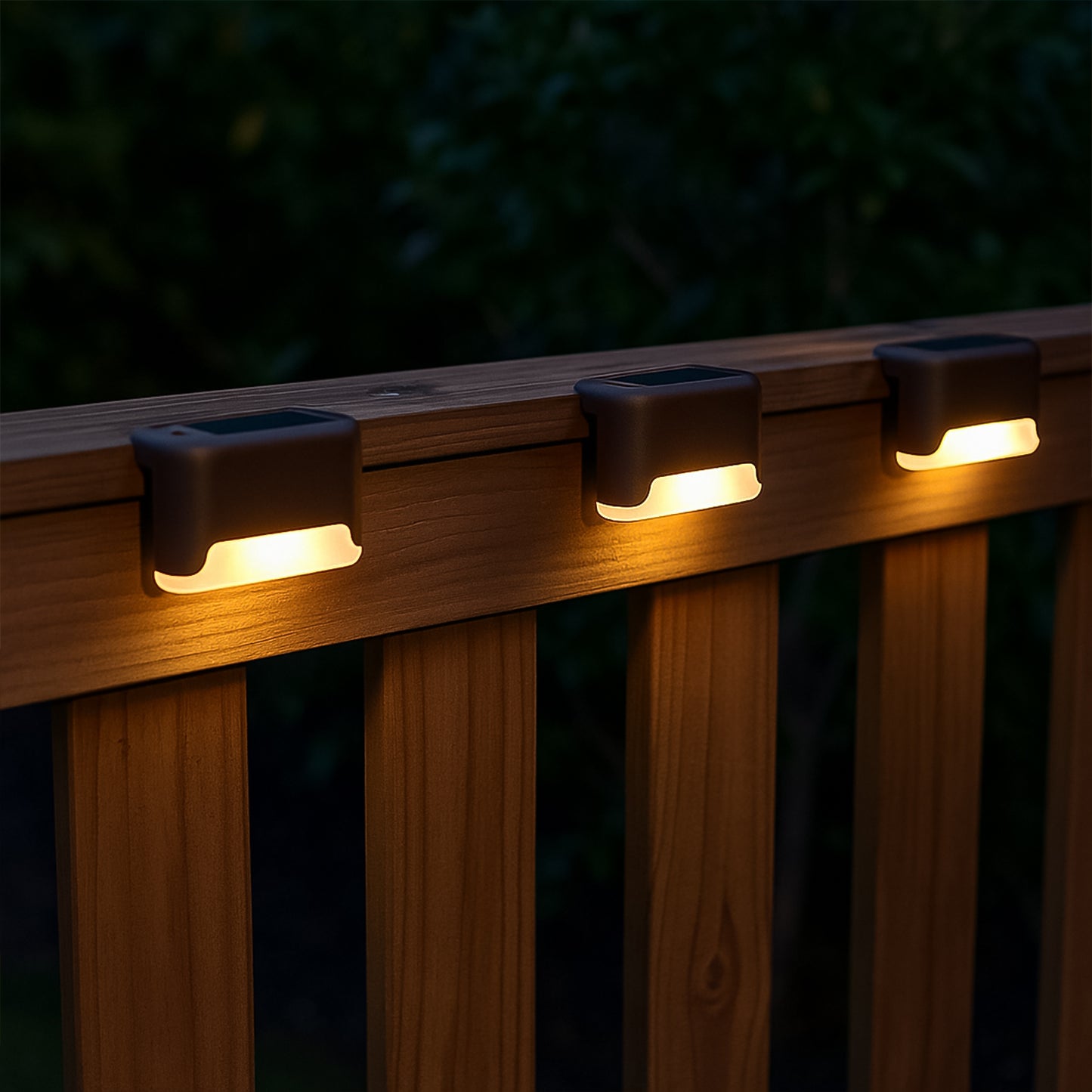 Wukusy 9412 solar garden decorative lights waterproof step and railing lights for outdoor patio, courtyard, and pathway illumination.