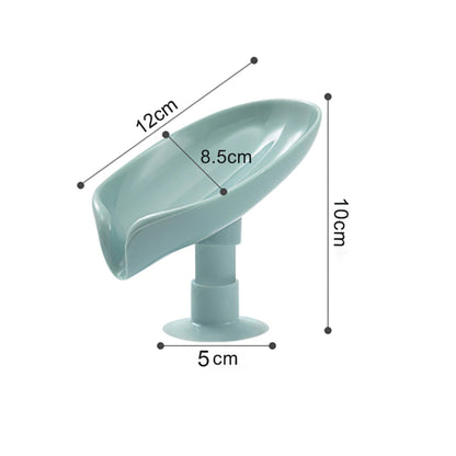 Wukusy leaf-shaped self-draining soap holder for bathroom and kitchen, with a stylish soap dish design.