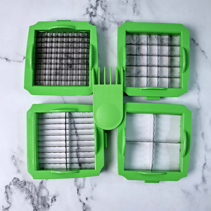 Wukusy Supermom Quick Nicer Dicer vegetable and fruit chopper with multiple blades for easy food prep.