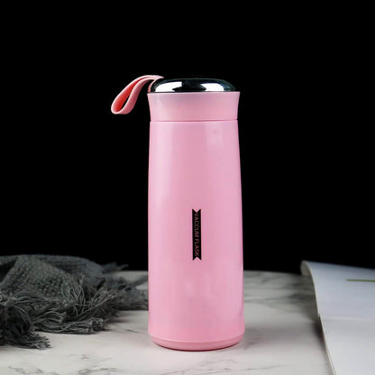 Pink Wukusy 400ml leak-proof glass water bottle, ideal for gym and children, featuring a sleek design for daily hydration.