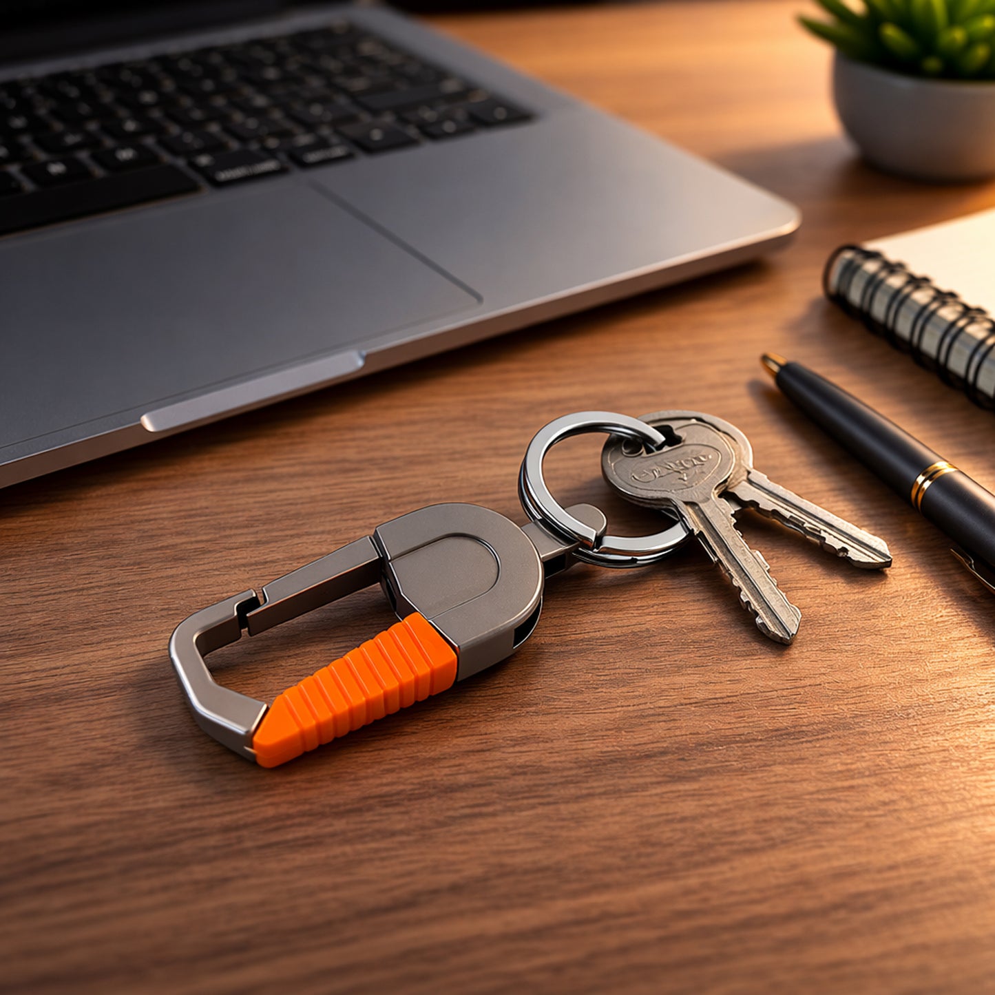 Wukusy heavy duty metal key holder carabiner clip keychain with durable design for secure key organization.