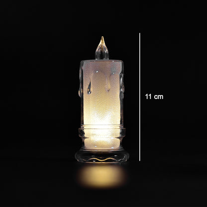 Set of 12 Wukusy flameless melted design candles for home decor, showcasing large, realistic-looking candle flames and melted wax details.