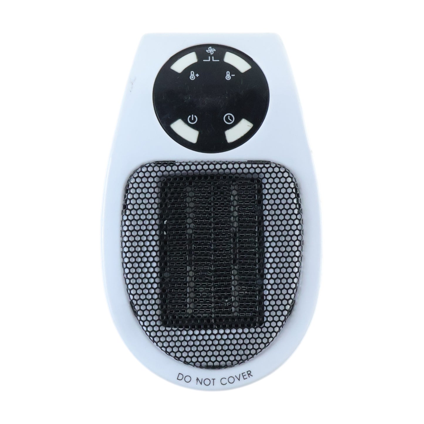 Wukusy portable electric plug-in room heater emitting warm air, compact design ideal for indoor use.