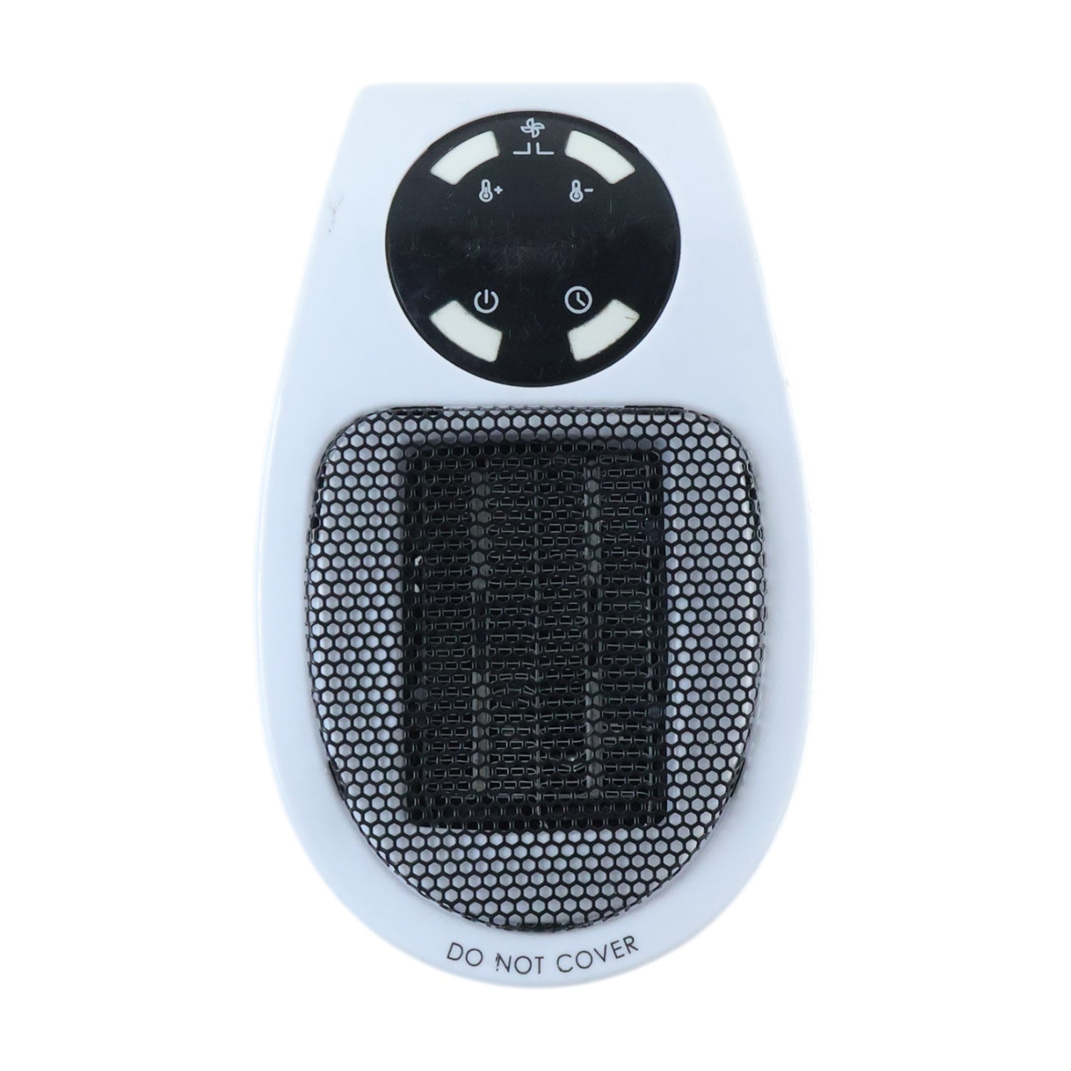 Wukusy portable electric plug-in room heater emitting warm air, compact design ideal for indoor use.
