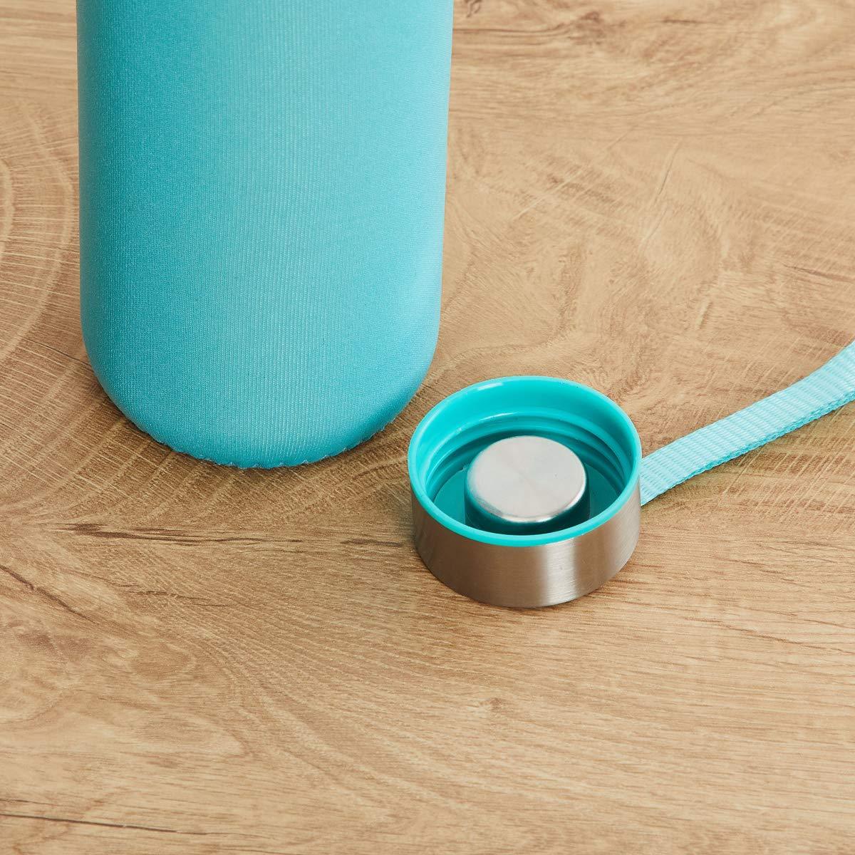 Wukusy 500ml glass water bottle with cover, transparent design and secure lid for hydration and style