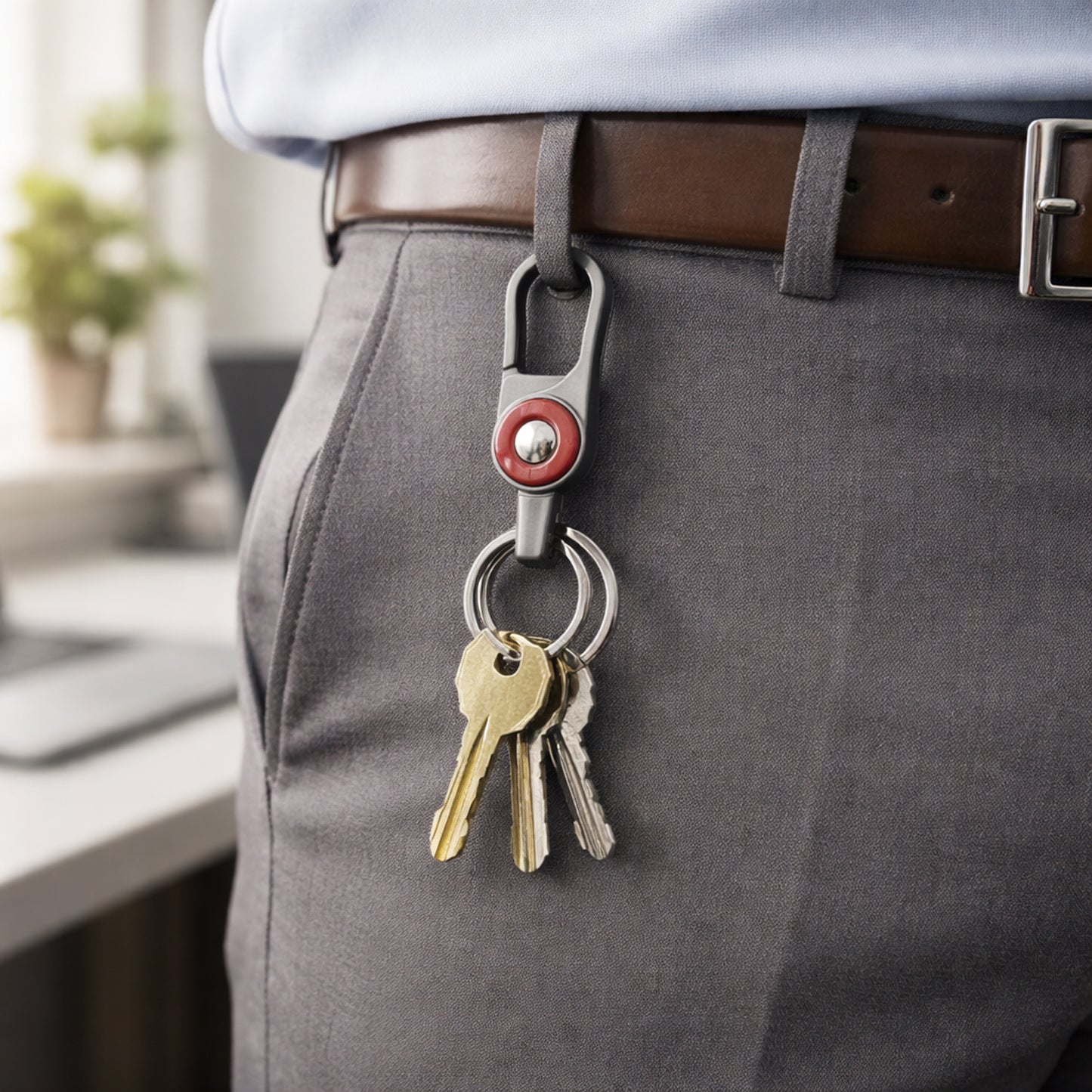 Wukusy premium metal key holder with dual rings and secure clip, compact and durable for organizing keys effectively.