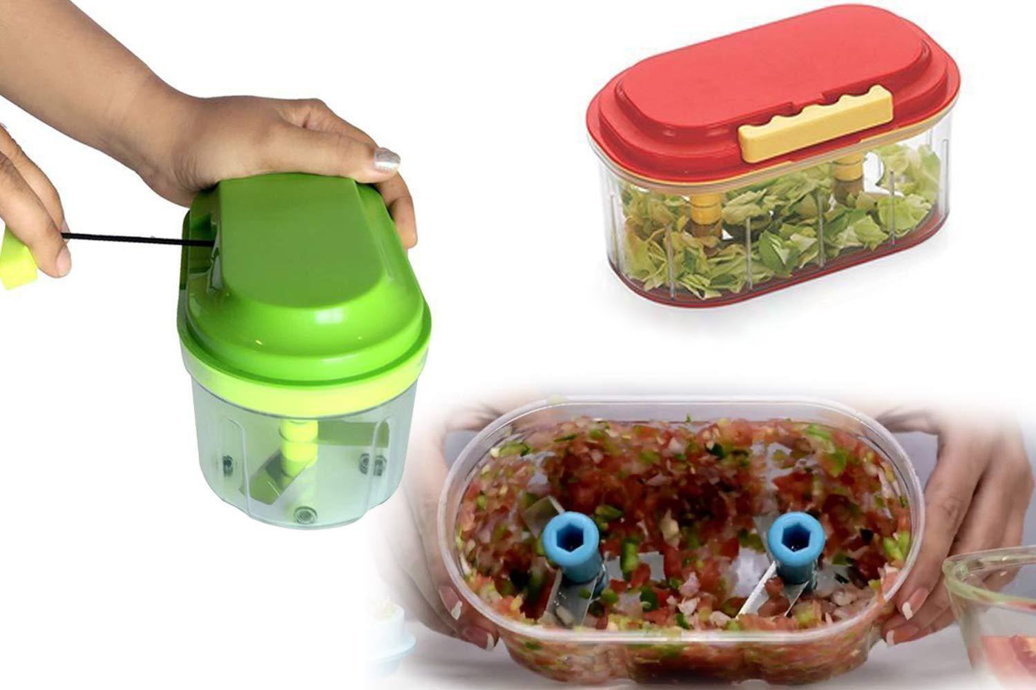 Wukusy 0071 plastic vegetable chopper with 1000 ml capacity, kitchen tool for slicing and chopping vegetables.