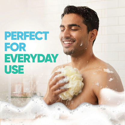 Wukusy soft mesh bath loofah scrubber, 1-piece, showing the gentle, textured mesh surface for effective body cleansing.