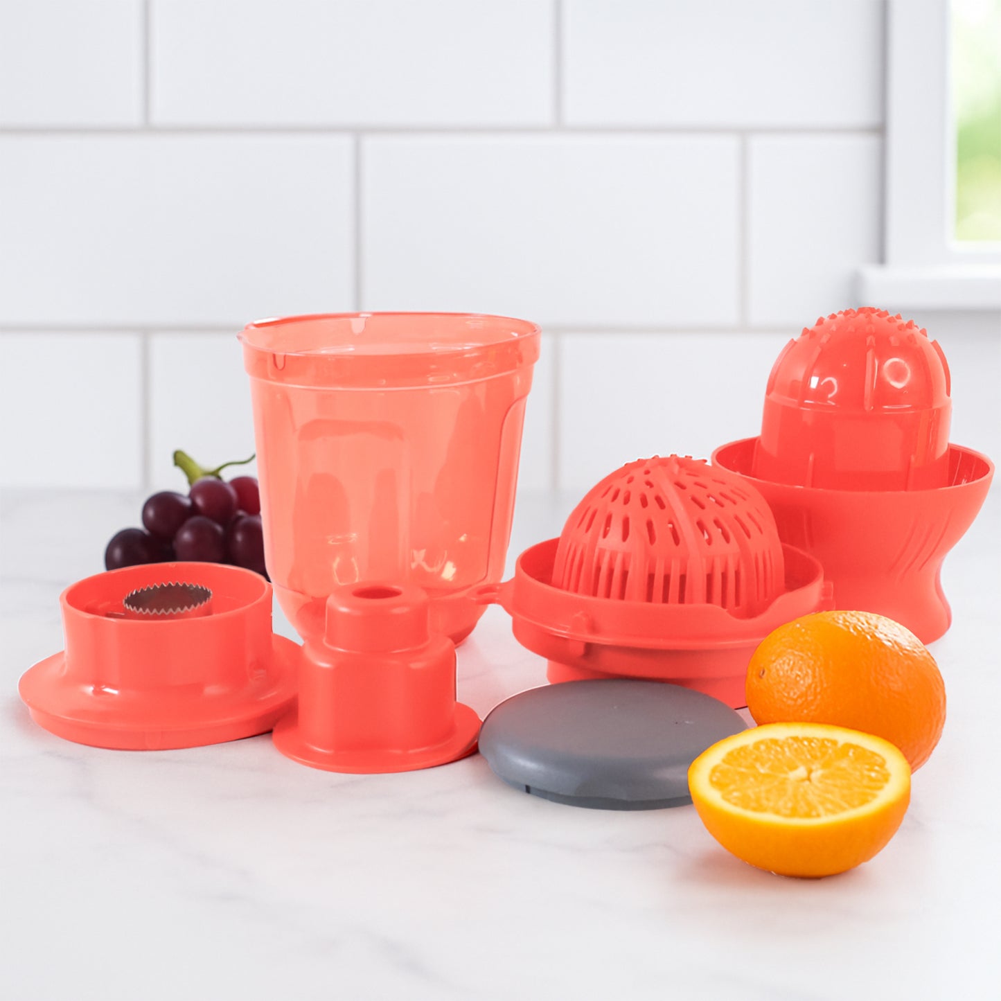 Wukusy Supermom Juicer with Corn Cutter, 800ml capacity, showing the sleek kitchen appliance and corn cutter attachment.