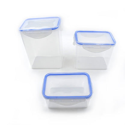 Wukusy 3-piece kitchen storage container set with air seal lock lids, food-grade plastic for spices, dry fruits, and grocery storage