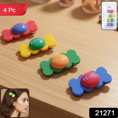 Colorful candy-shaped hair clips by Wukusy featuring bright, playful designs for fun and stylish hair accessories.