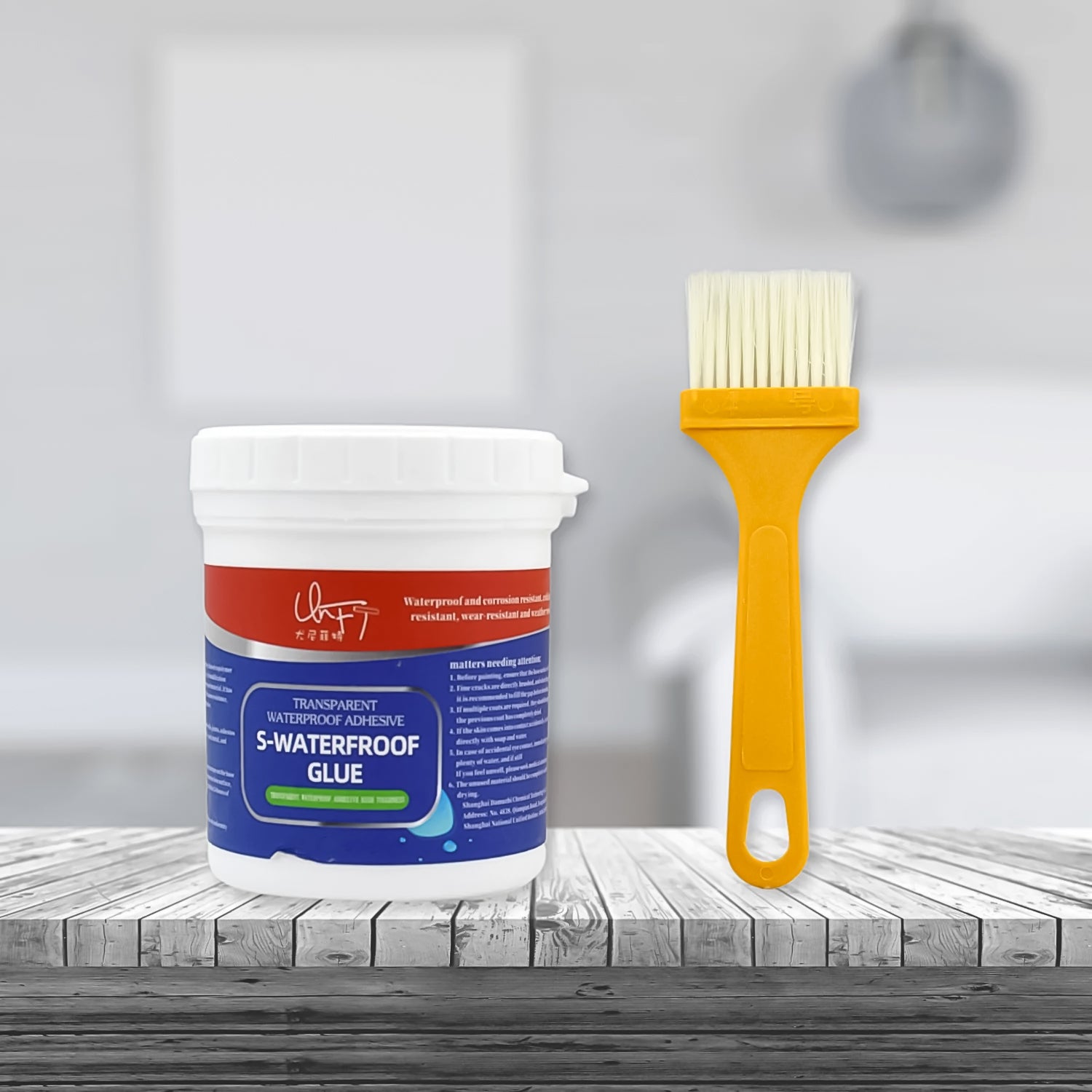 Wukusy 7935 transparent waterproof glue with brush, 250g, for outdoor bathroom wall, roof, tile, window leak sealing, gel sealant