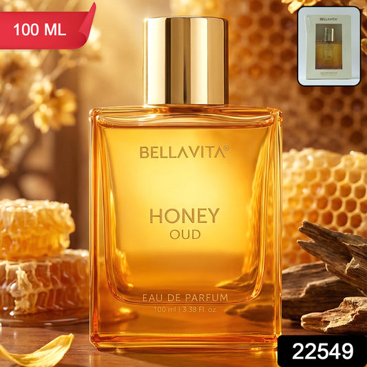 Bellavita Premium Honey Oud perfume by Wukusy, 100ml bottle with elegant packaging and a luxurious scent profile.