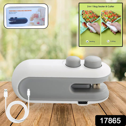 Wukusy mini bag sealer with handle, showing portable heat sealer and cutter for sealing plastic bags and keeping food fresh.