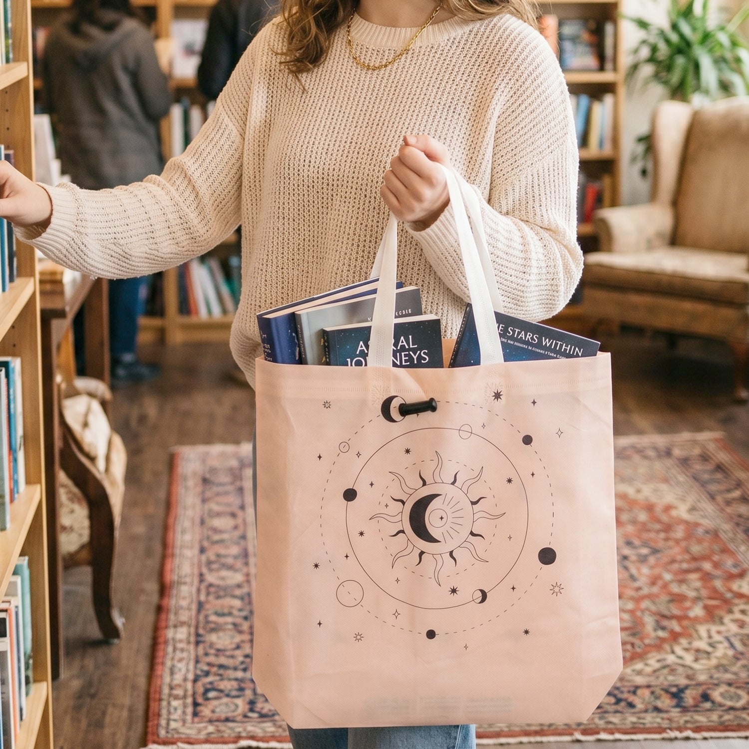 Wukusy multipurpose carry hand bag with lock system, large 46x42 cm bag showing sturdy handles and secure locking mechanism.