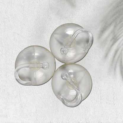 Wukusy transparent rubber vacuum sucker hooks hanging on bathroom wall, strong suction cup for kitchen or window organization.