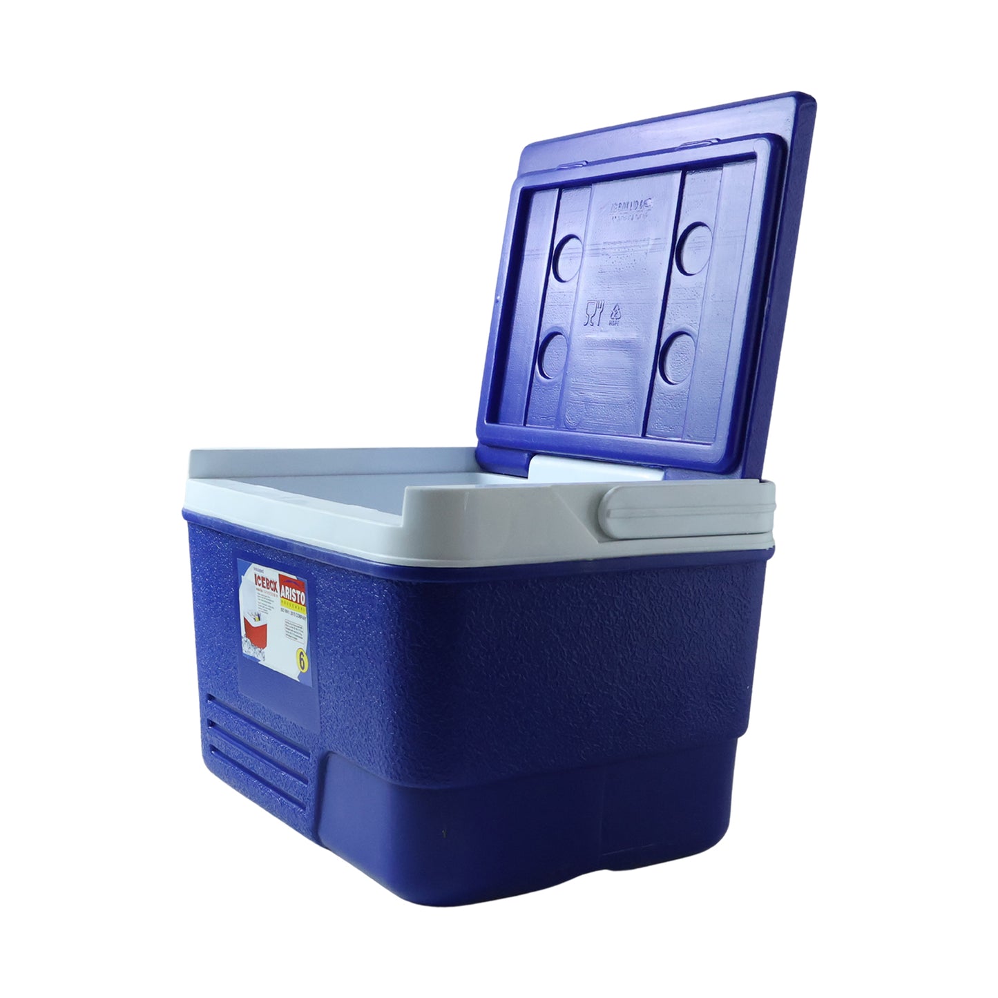 Blue Wukusy 6L portable insulated ice cooler box with carry handle, perfect for keeping drinks cold during outdoor activities.
