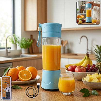 Wukusy portable USB rechargeable electric juicer blender with clear blending jar and compact design for on-the-go use