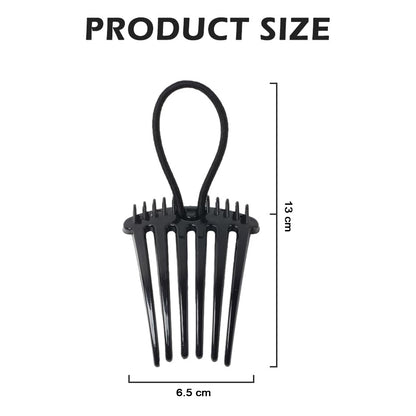 Wukusy volumizing hair bun comb clip securing a stylish updo with a sleek black design and textured finish.