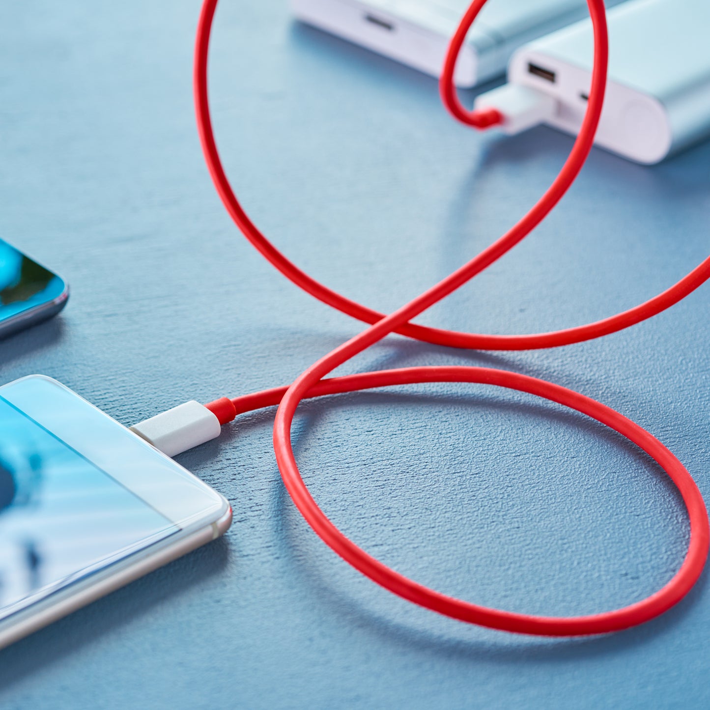 Red Wukusy 1-meter Type C USB charging and data transfer cable for mobile devices, designed for fast charging and data syncing.