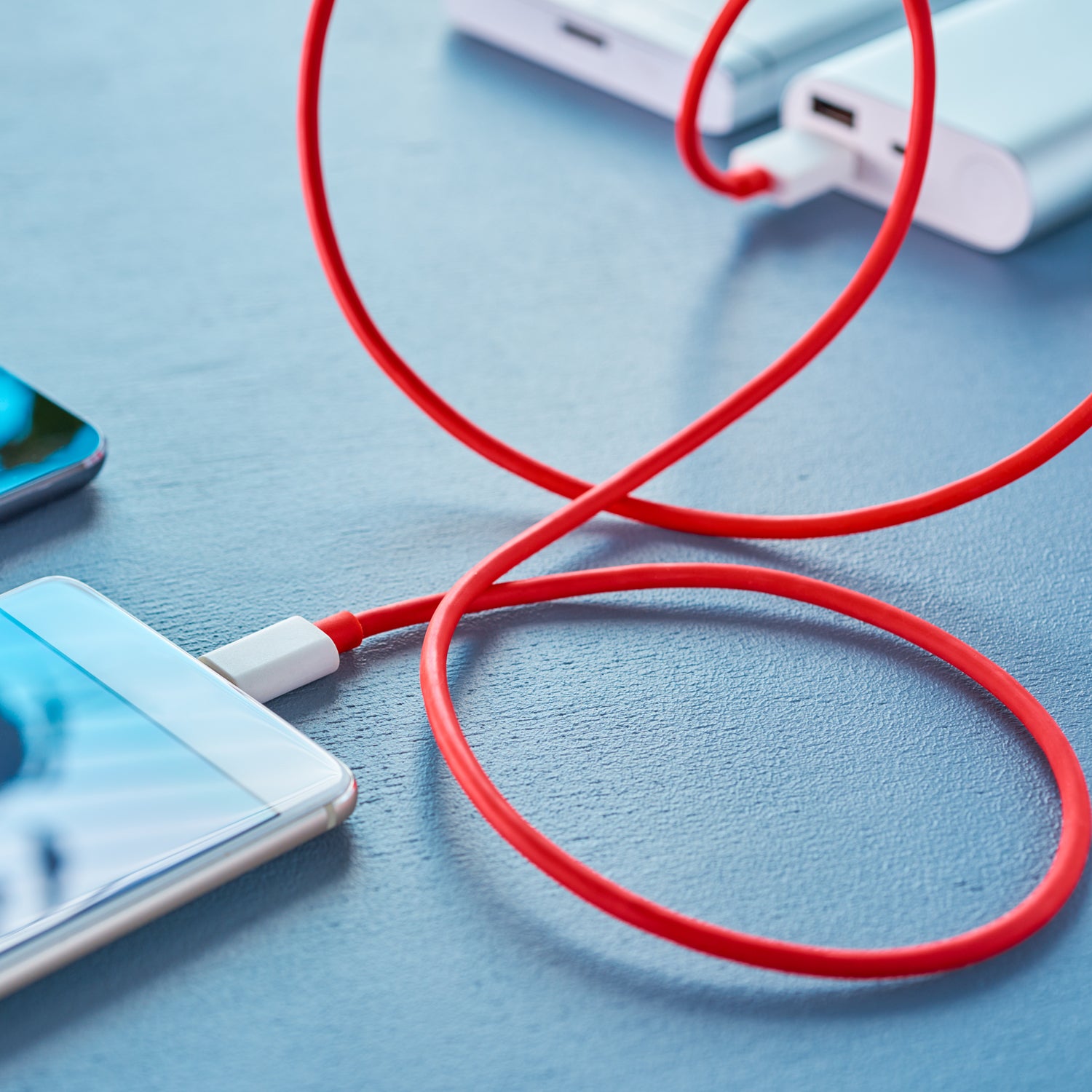 Red Wukusy 1-meter Type C USB charging and data transfer cable for mobile devices, designed for fast charging and data syncing.