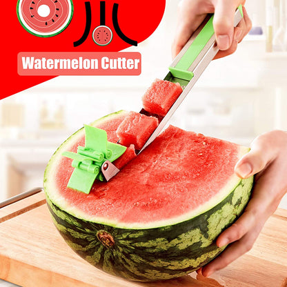Wukusy stainless steel watermelon cutter windmill slicer, a washable kitchen tool for easy watermelon peeling and slicing.