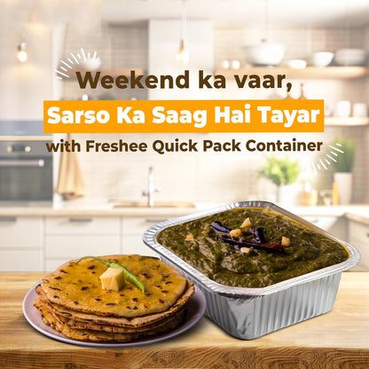 Set of 10 Wukusy Freshee aluminium food containers with lids, 450 ml capacity, ideal for storing leftovers and meal prep.
