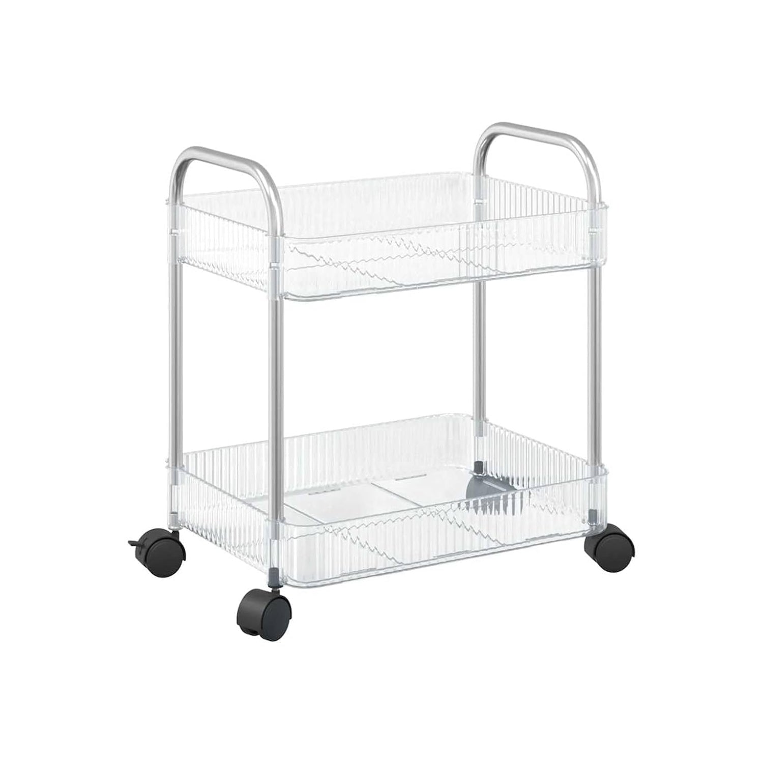 Wukusy 2-layer multipurpose storage trolley on wheels with handles, ideal for organizing home or office spaces.