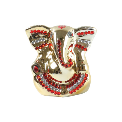 Golden Lord Ganesha idol decorative showpiece by Wukusy, featuring intricate design and traditional Hindu deity craftsmanship.