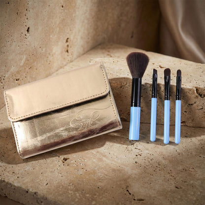Wukusy 4-in-1 professional makeup brush set with four versatile brushes for foundation, blush, eyeshadow, and blending.