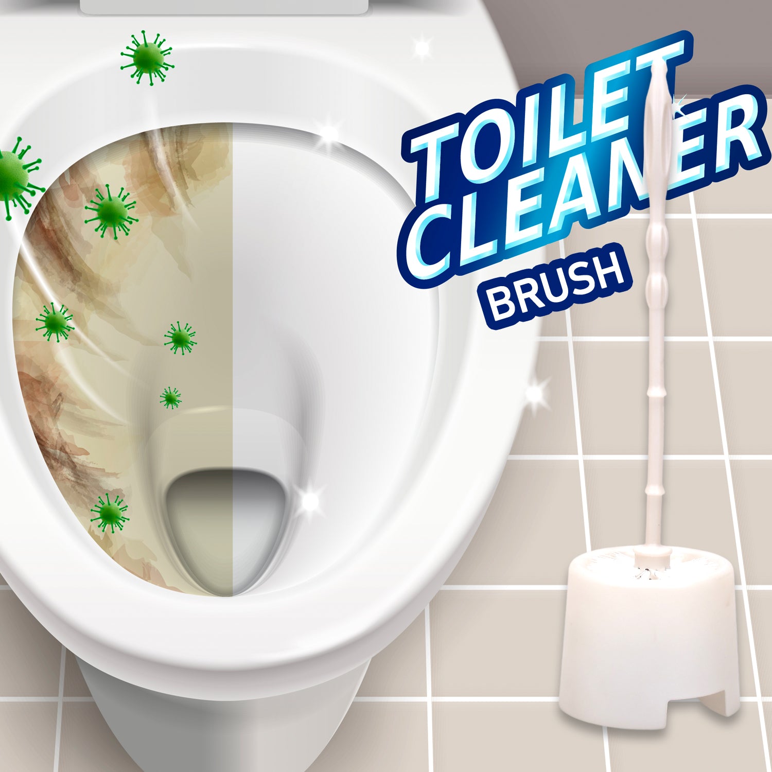 Wukusy 6615 toilet cleaning brush with potted holder, designed for bathroom hygiene and easy storage.
