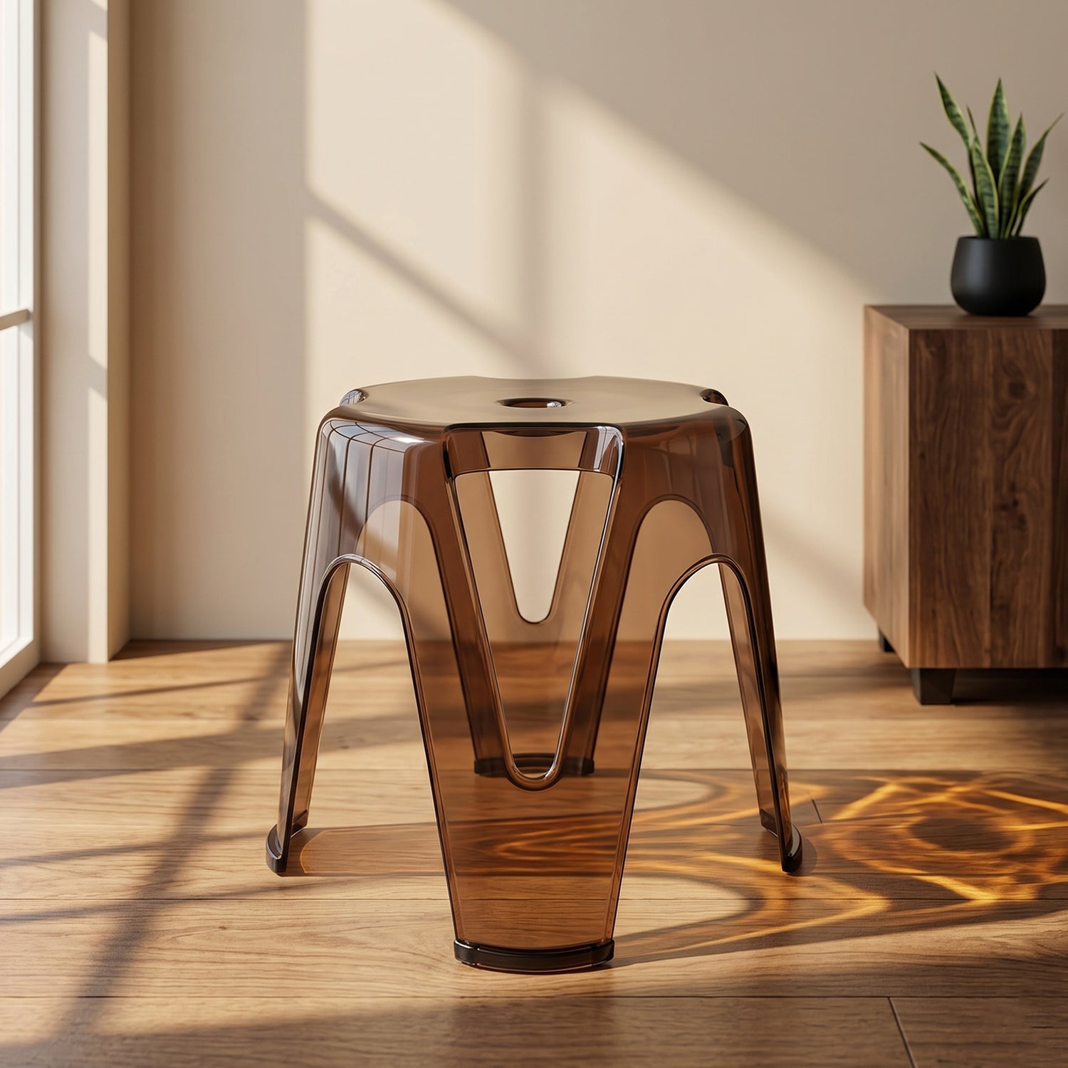 Wukusy durable plastic sitting stool for home, bathroom, and outdoor use, shown in a neutral setting, lightweight and sturdy design