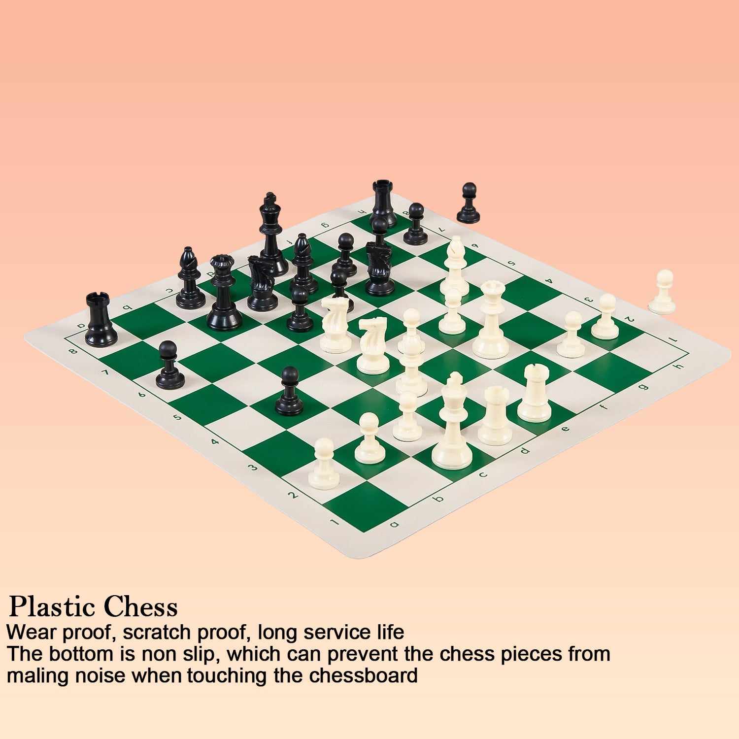 Wukusy Big Premium Portable Plastic Chess Set with chess pieces for travel and outdoor play, featuring classic design and durable construction.