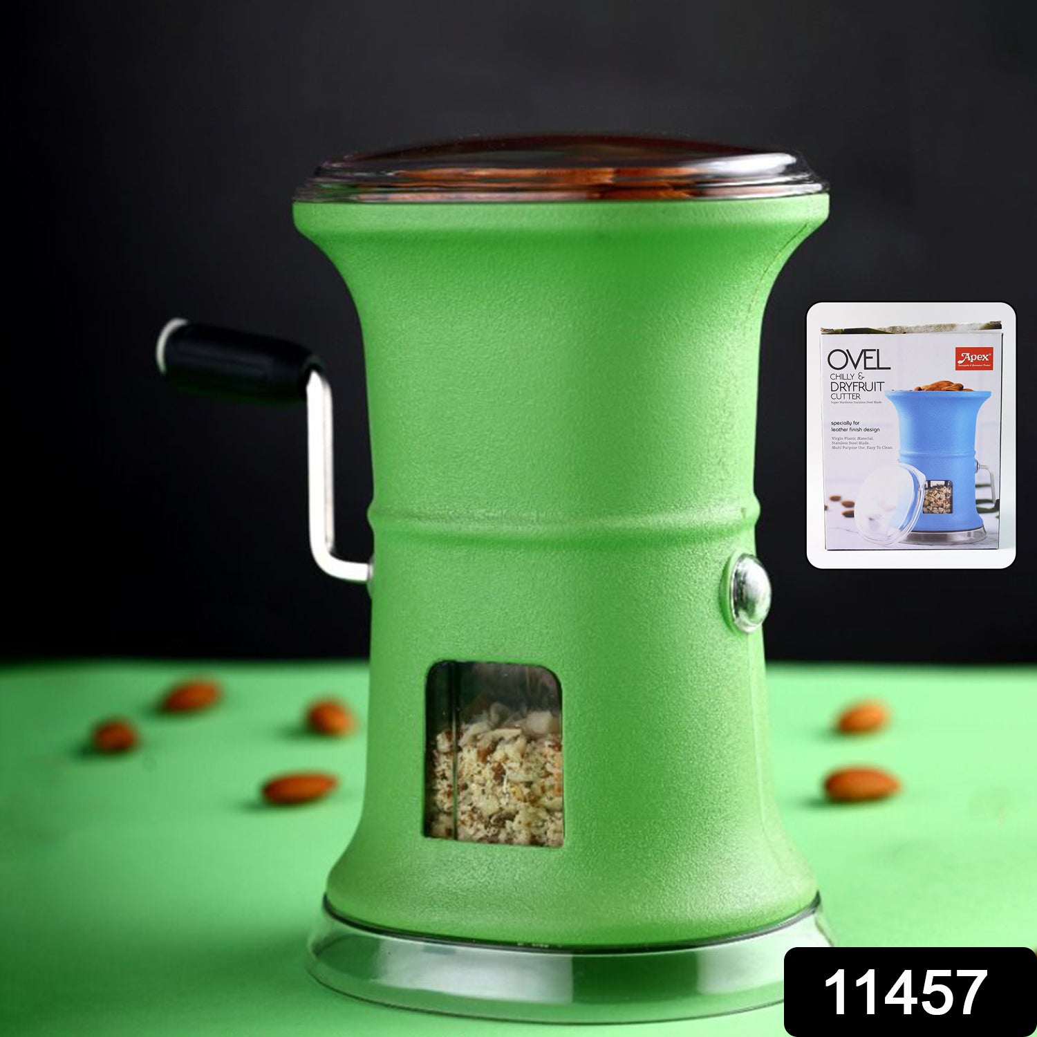 Wukusy Apex Ovel manual chilly dry fruit cutter and grinder for home kitchen use, featuring a compact design with handles.