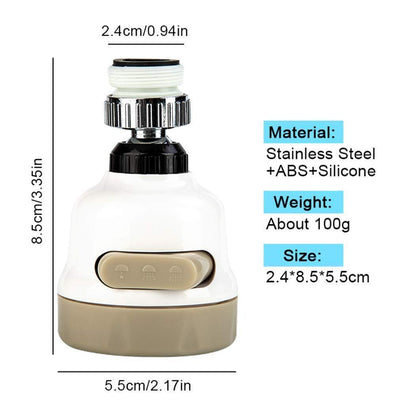 Wukusy 1589 rotatable splash-proof water-saving faucet nozzle with three spray modes and filter for efficient water use.