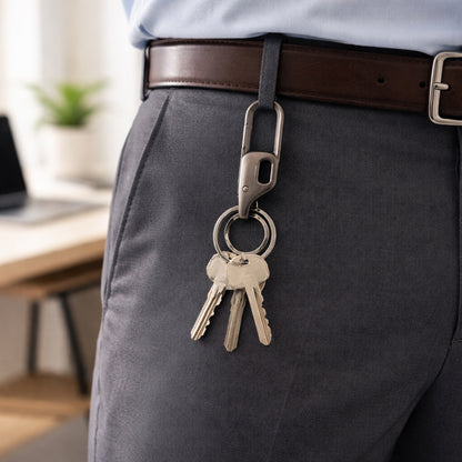 Wukusy heavy duty metal keychain with dual rings, premium push lock and durable construction, for secure key organization