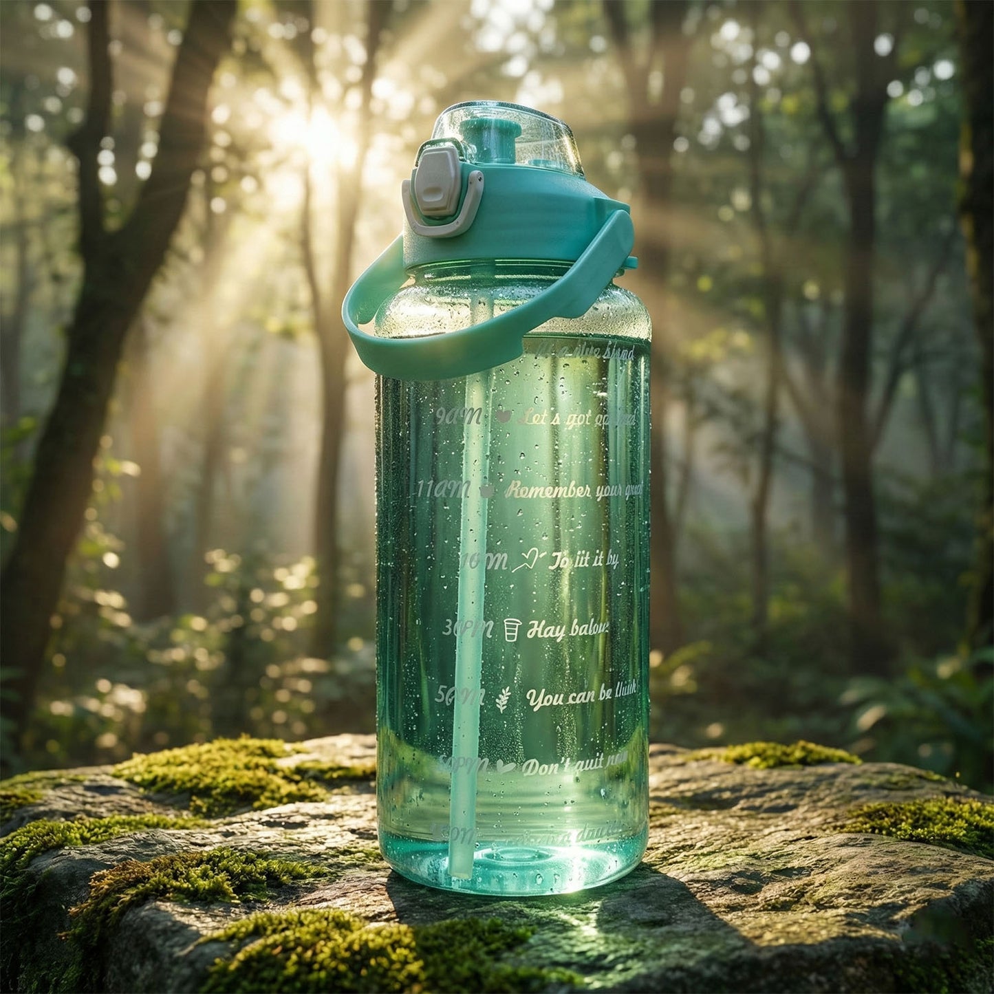 Wukusy 2L large capacity leakproof sports water bottle with screw cap, transparent body, and ergonomic design for outdoor hydration.