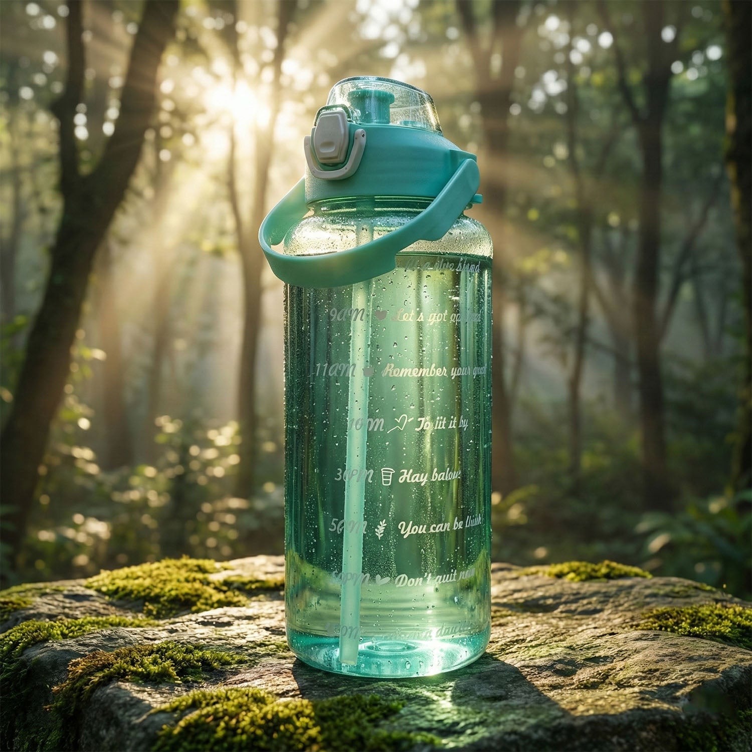 Wukusy 2L large capacity leakproof sports water bottle with screw cap, transparent body, and ergonomic design for outdoor hydration.