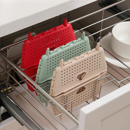 Wukusy ventilated storage basket box for kitchen tools, with holes for airflow, measuring 2320 cm, black plastic design.