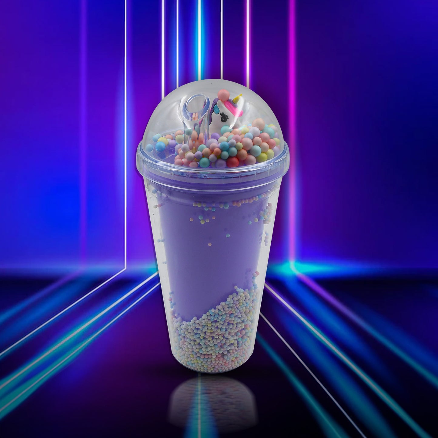 Wukusy 6883a printed sipper bottle with LED glow light, double wall glass water bottle with straw, ideal for kids and girls.