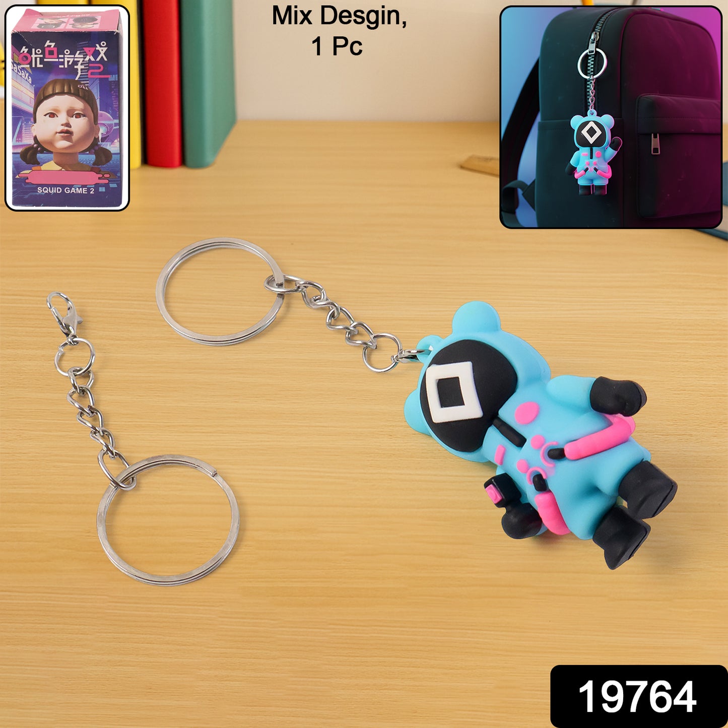 Cute character-themed soft silicone keychain by Wukusy, featuring a colorful, playful design on a small, durable accessory.