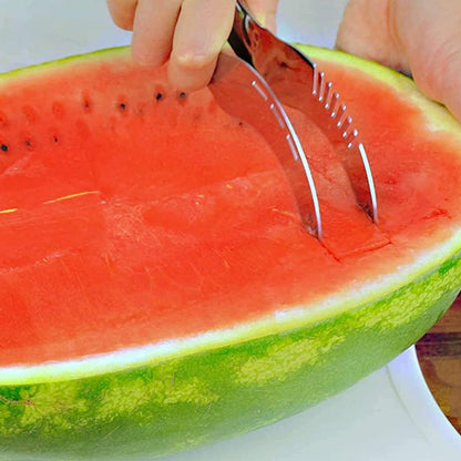Wukusy watermelon slicer and corer made of stainless steel, designed for easy fruit cutting and serving in the kitchen.