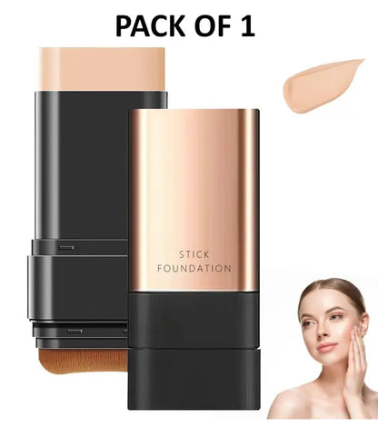 Ekom 2-in-1 luxury anti-wrinkle foundation stick with brush, natural finish, long-lasting double head makeup stick, all beauty product