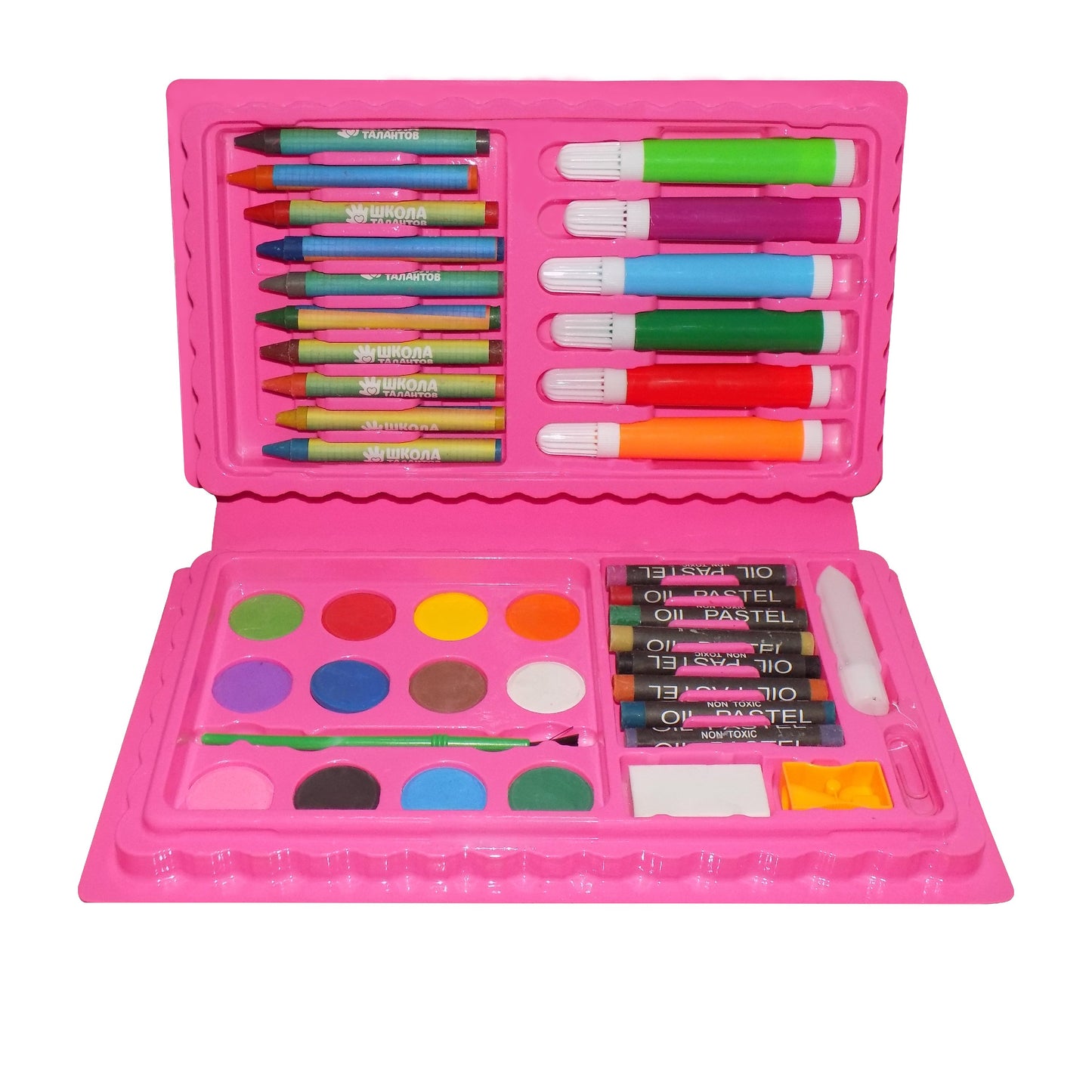 Wukusy 1092 Art and Craft Color Kit with 42 crayons, watercolors, and sketch pens for creative art projects.