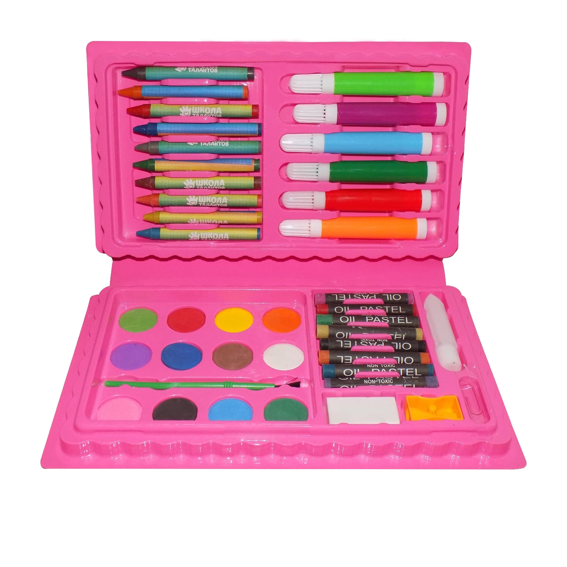 Wukusy 1092 Art and Craft Color Kit with 42 crayons, watercolors, and sketch pens for creative art projects.