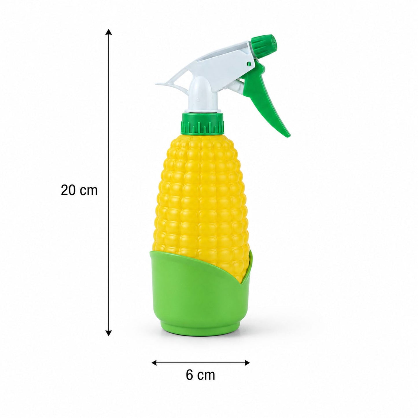Wukusy corn-shaped trigger spray bottle for plants and cleaning, featuring a yellow plastic water sprayer with a trigger handle.