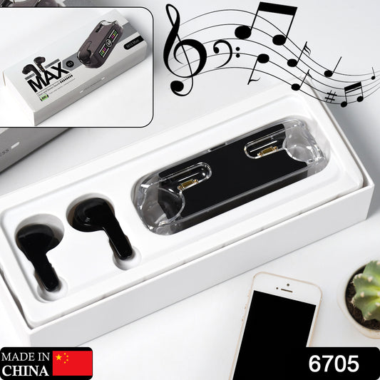 Black Wukusy 6705 Bluetooth earphones with touch control, wireless stereo sound, made with high-end materials, for mobile accessories.